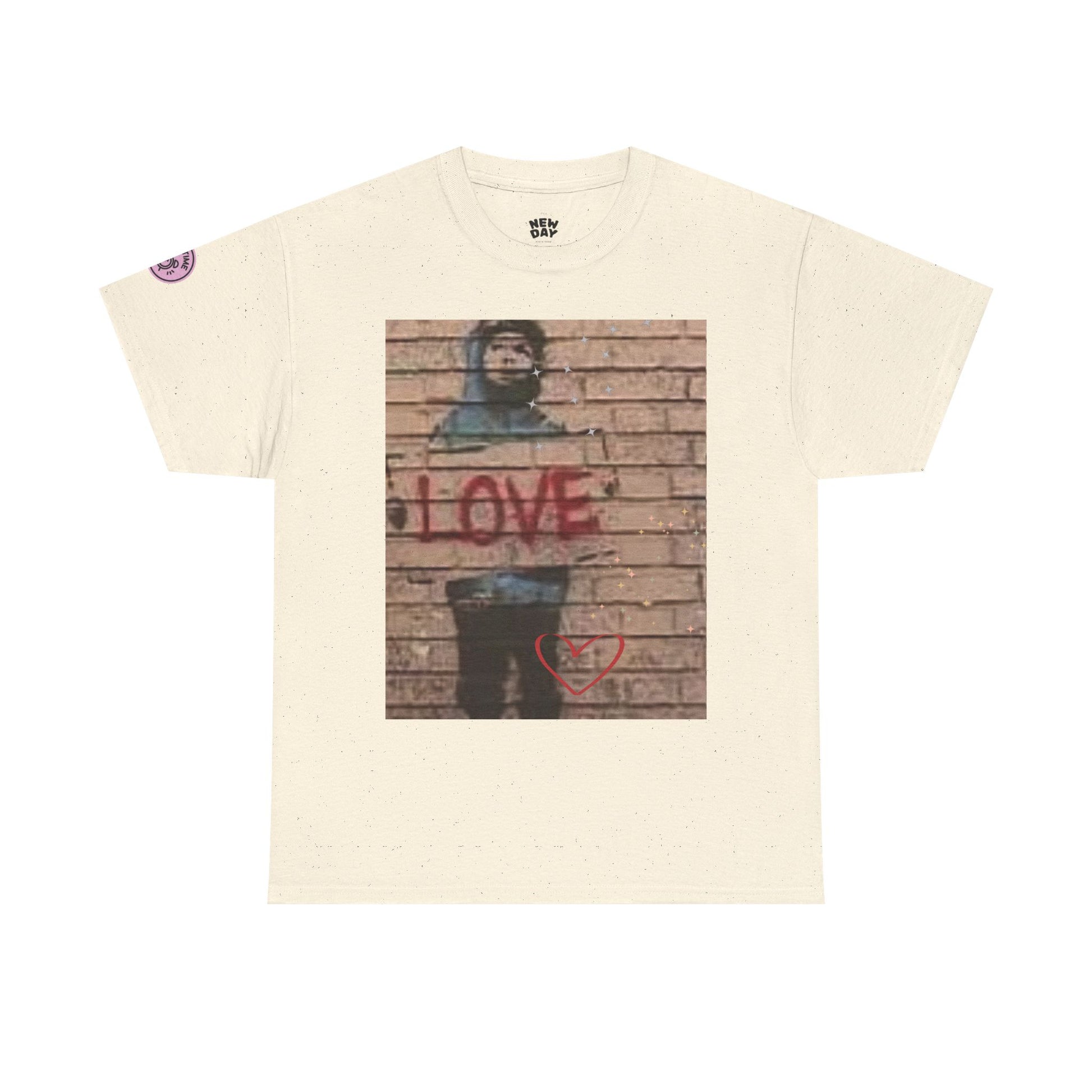 Love-Themed Unisex Heavy Cotton Tee, Casual Wear, Street Art Tee, Gift for Him/Her, Statement Shirt, Everyday Fashion