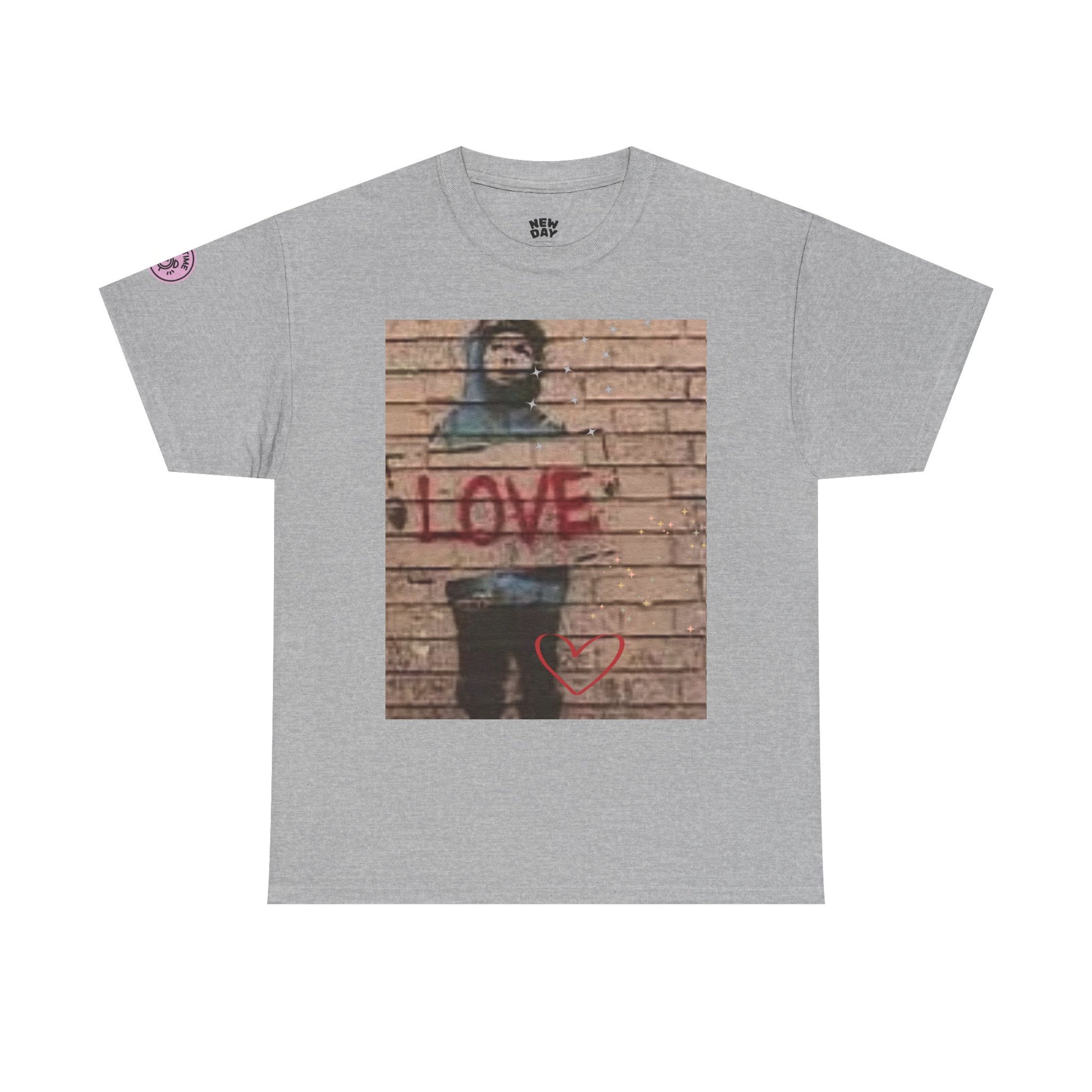 Love-Themed Unisex Heavy Cotton Tee, Casual Wear, Street Art Tee, Gift for Him/Her, Statement Shirt, Everyday Fashion