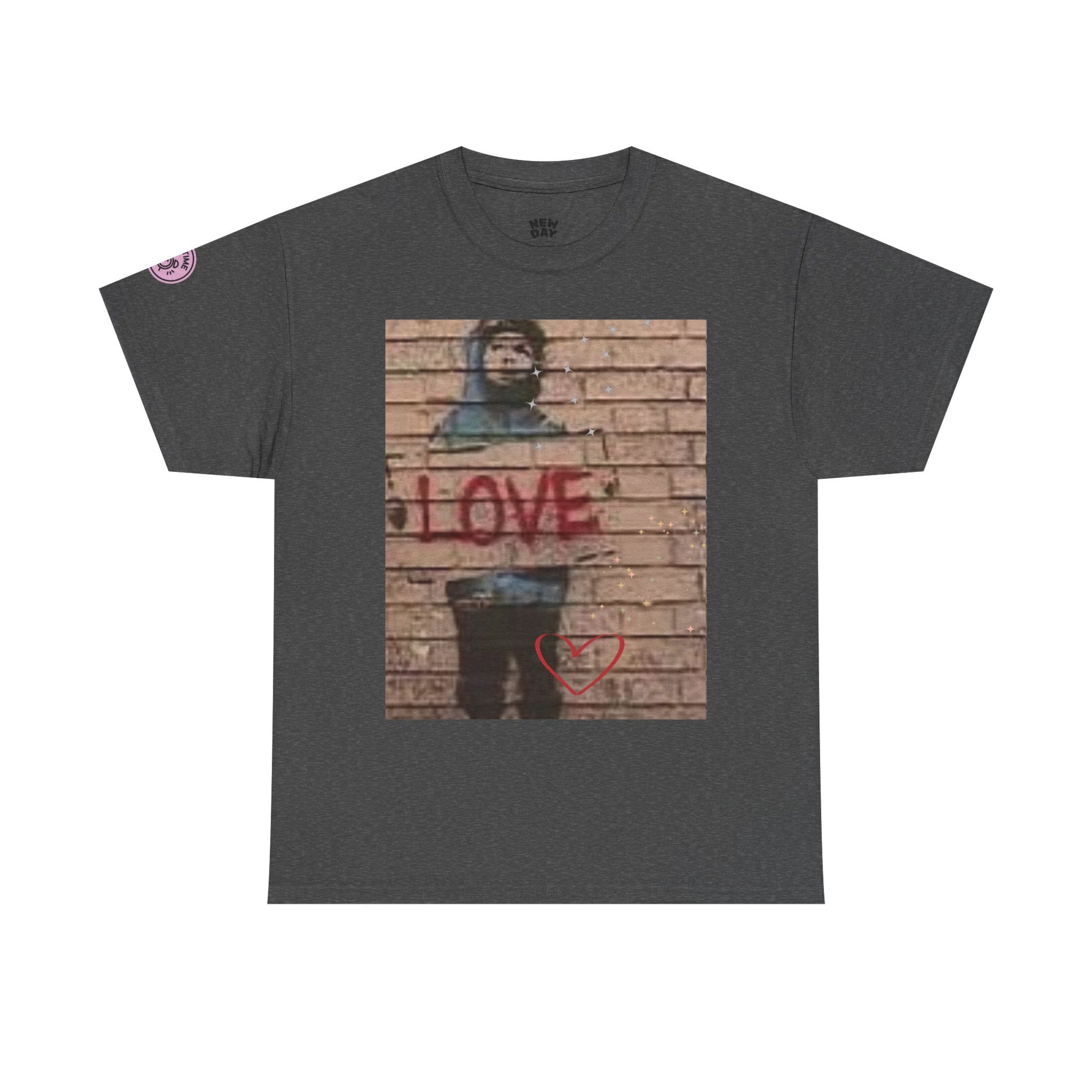 Love-Themed Unisex Heavy Cotton Tee, Casual Wear, Street Art Tee, Gift for Him/Her, Statement Shirt, Everyday Fashion