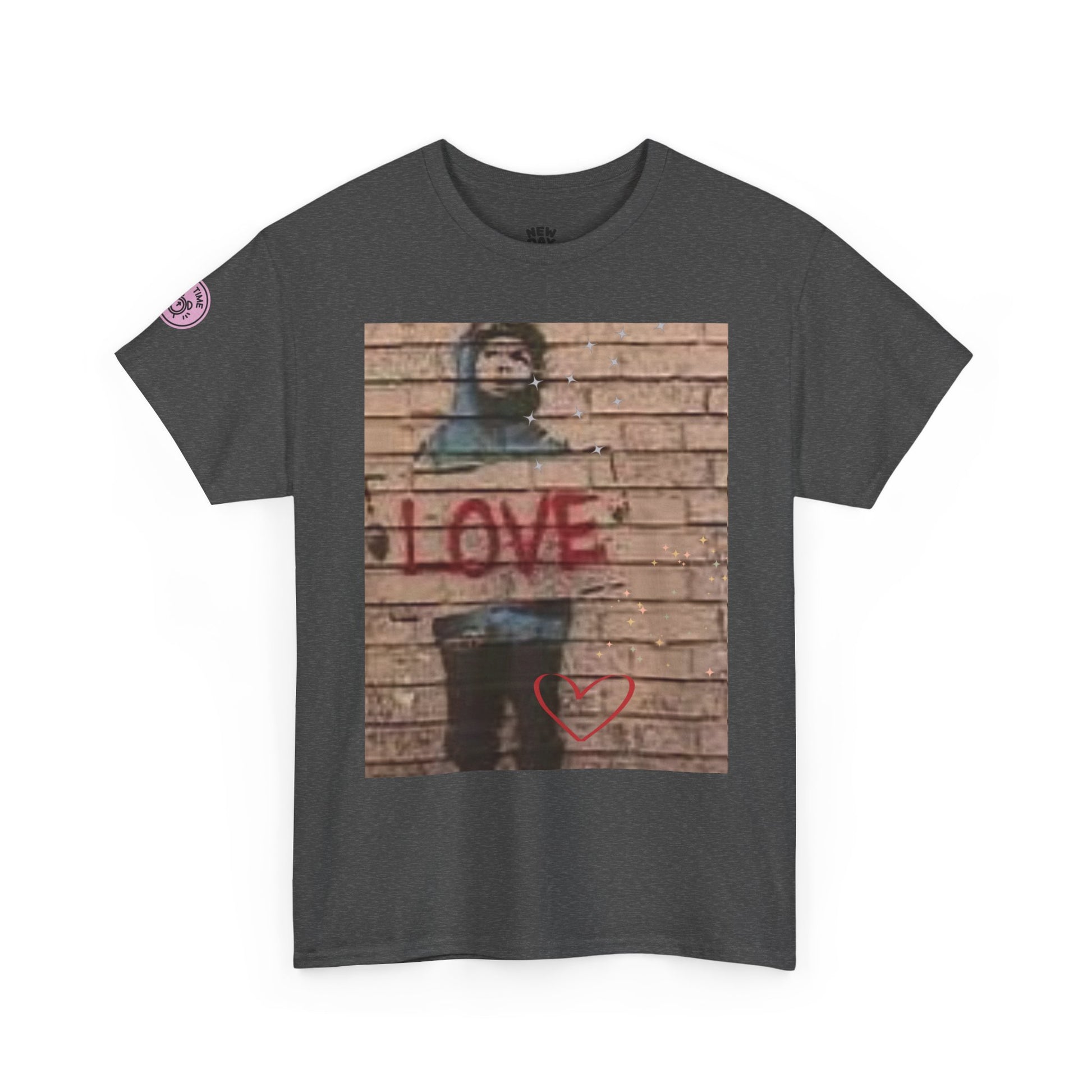 Love-Themed Unisex Heavy Cotton Tee, Casual Wear, Street Art Tee, Gift for Him/Her, Statement Shirt, Everyday Fashion