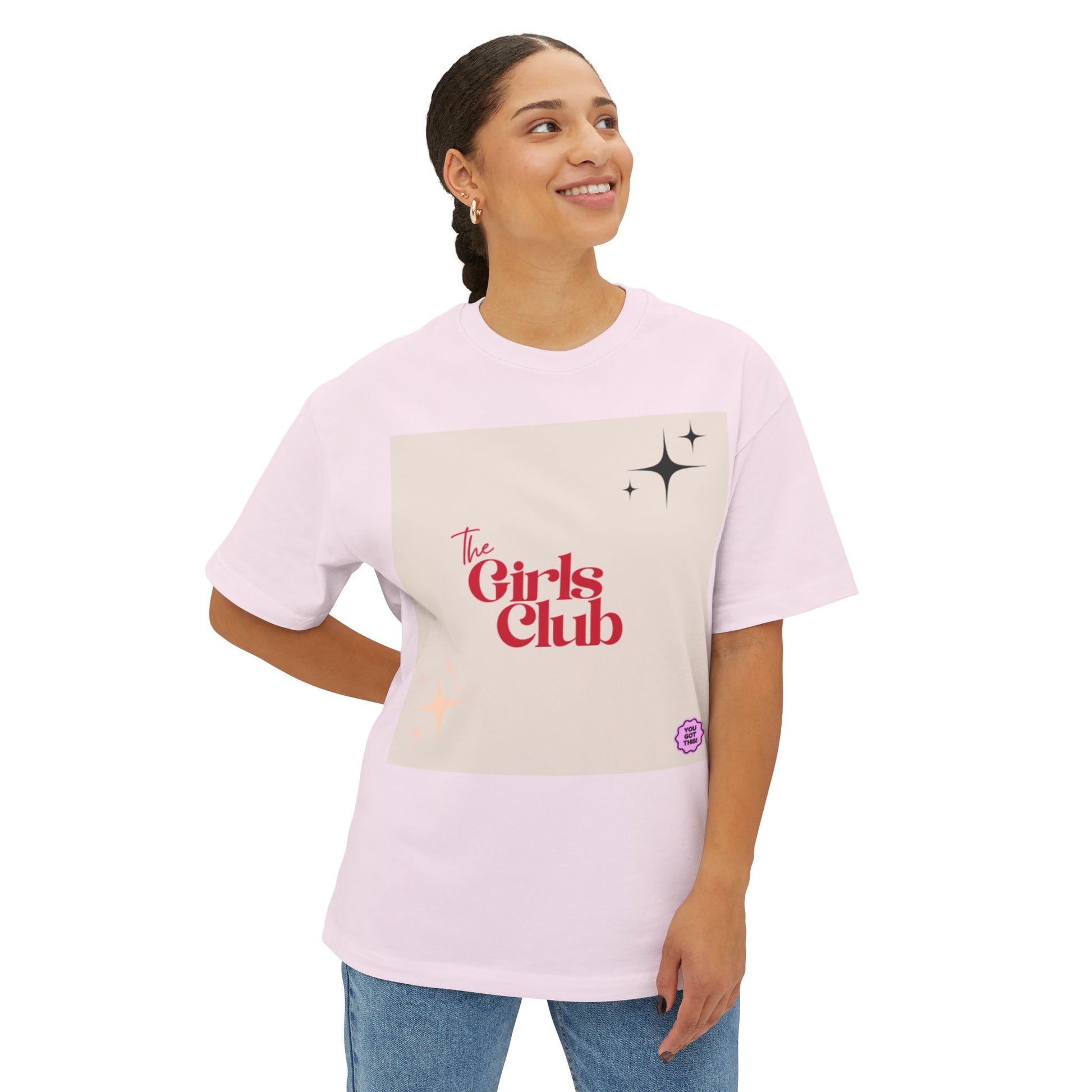 Girls Club Oversized Tee, Comfortable Casual Tee, Trendy Streetwear, Gift for Friends, Soft Pink T-Shirt, Lounge Wear