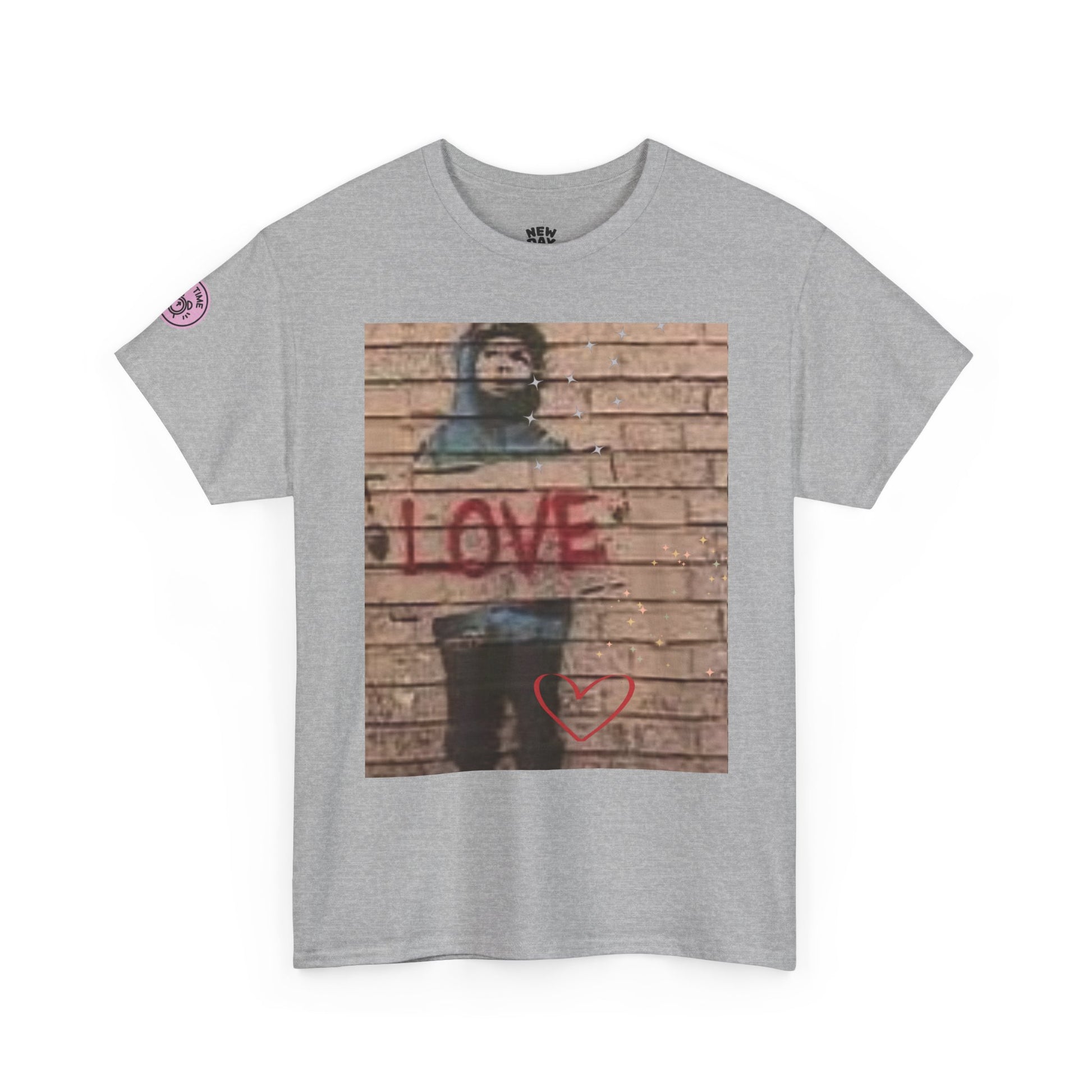 Love-Themed Unisex Heavy Cotton Tee, Casual Wear, Street Art Tee, Gift for Him/Her, Statement Shirt, Everyday Fashion