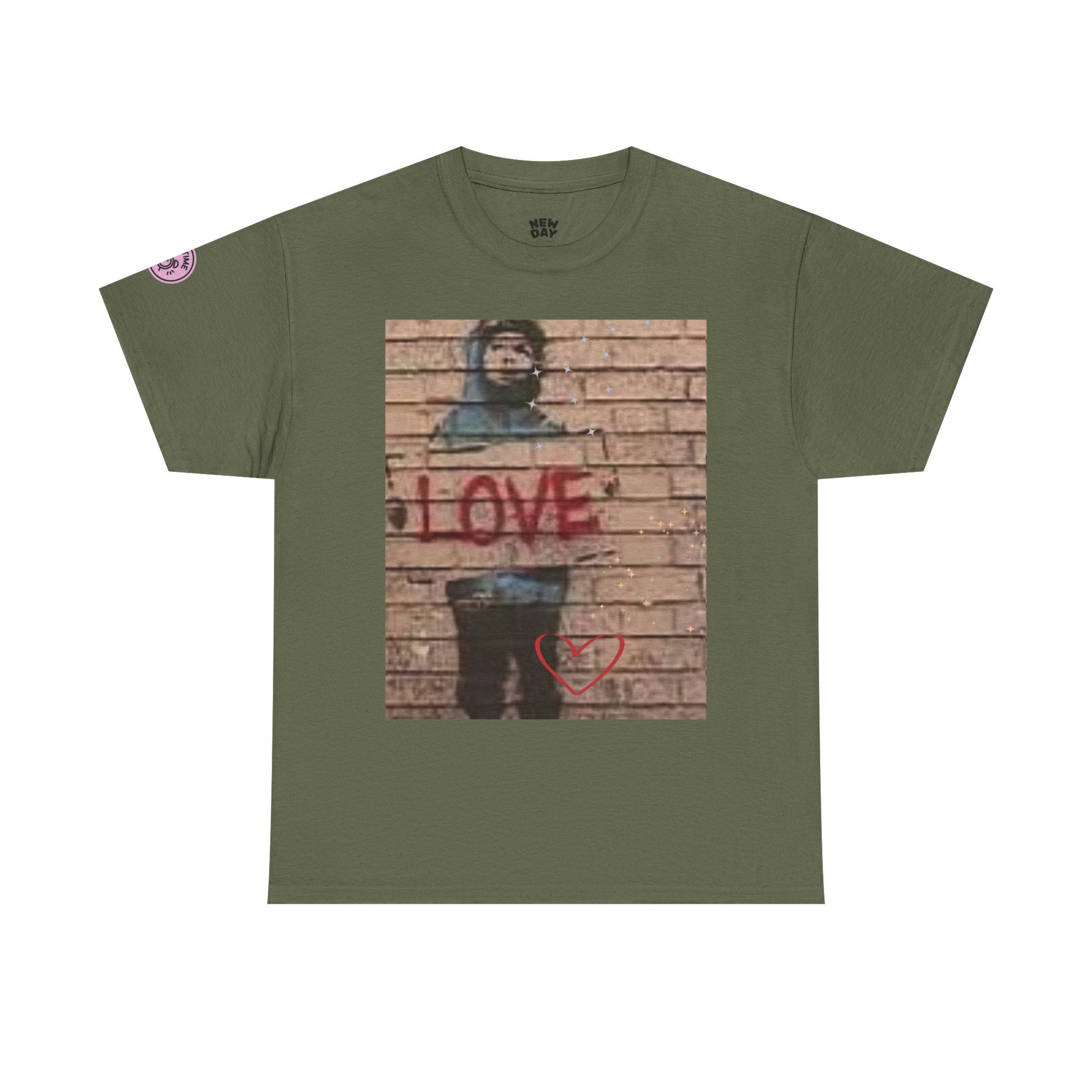 Love-Themed Unisex Heavy Cotton Tee, Casual Wear, Street Art Tee, Gift for Him/Her, Statement Shirt, Everyday Fashion