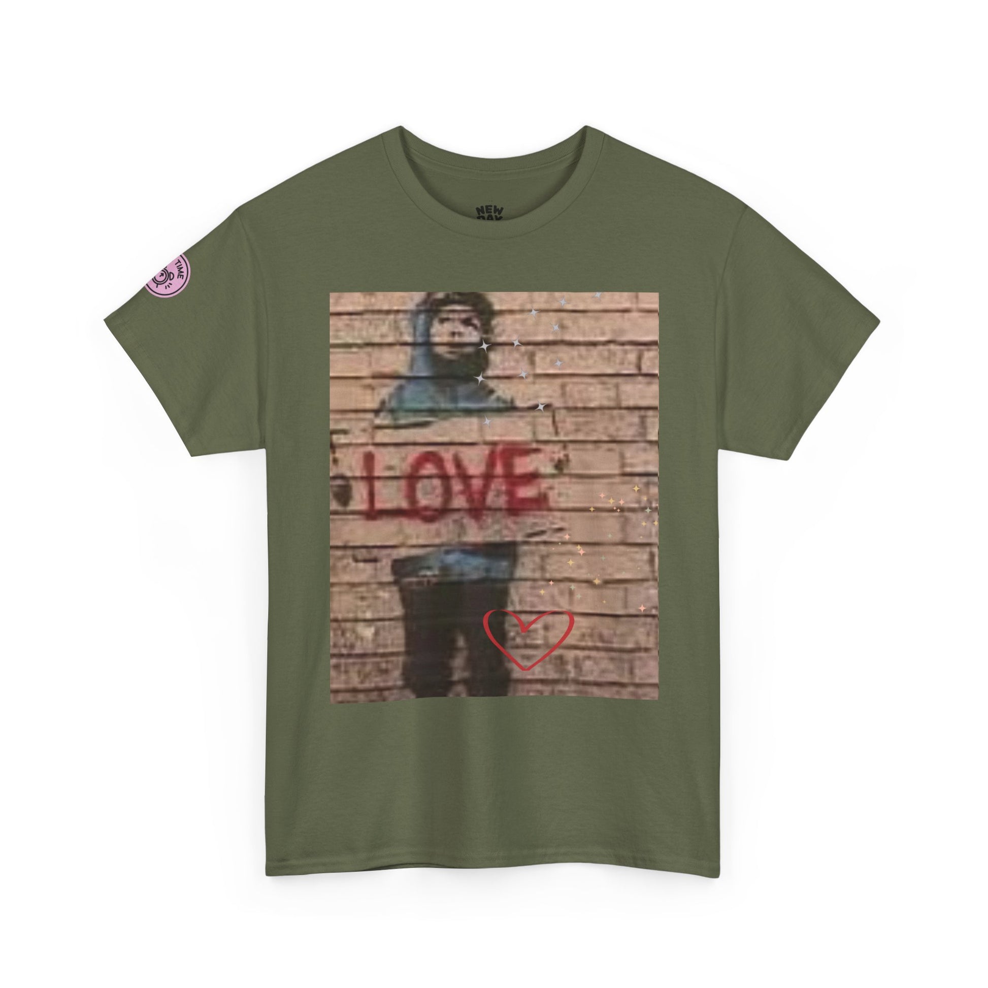 Love-Themed Unisex Heavy Cotton Tee, Casual Wear, Street Art Tee, Gift for Him/Her, Statement Shirt, Everyday Fashion