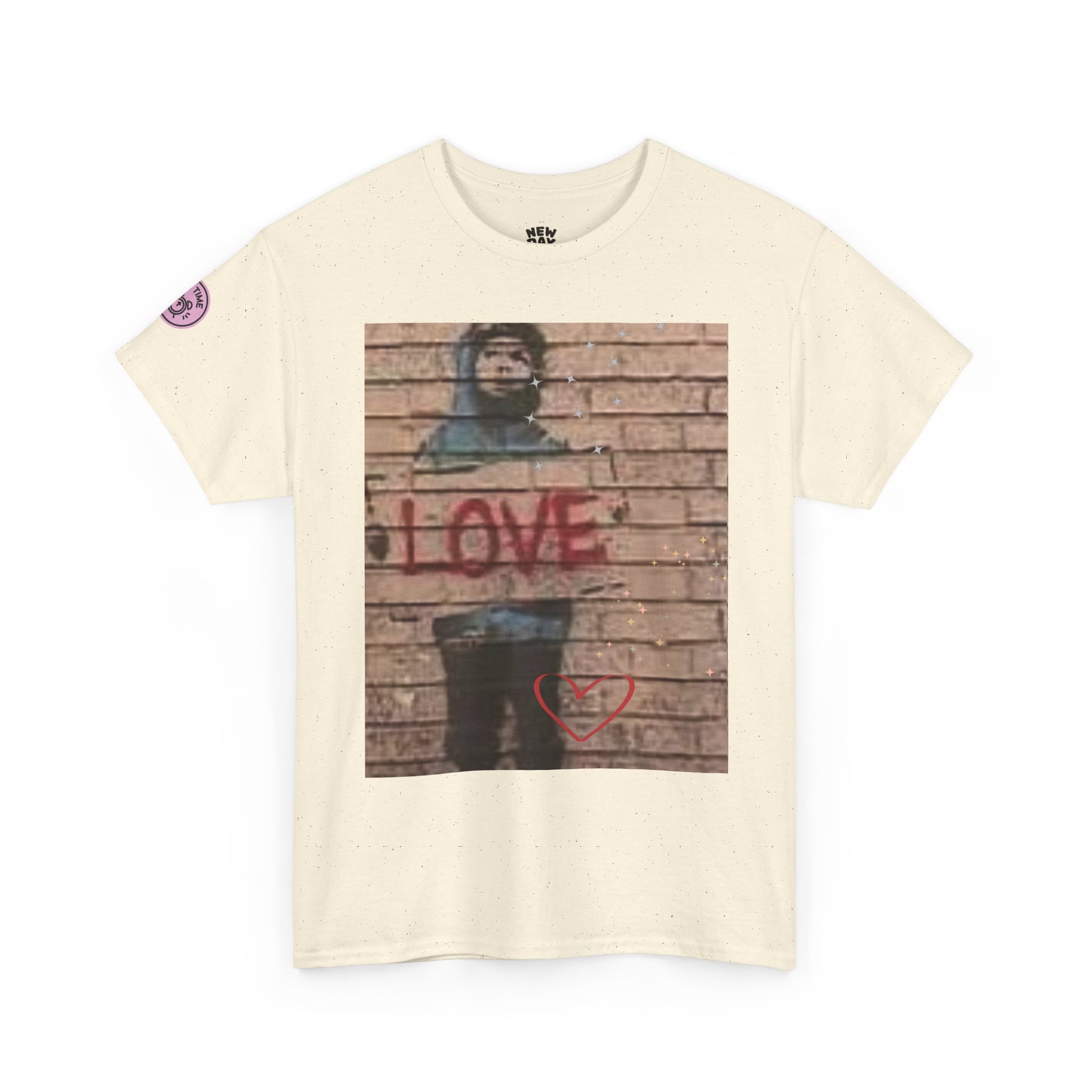 Love-Themed Unisex Heavy Cotton Tee, Casual Wear, Street Art Tee, Gift for Him/Her, Statement Shirt, Everyday Fashion