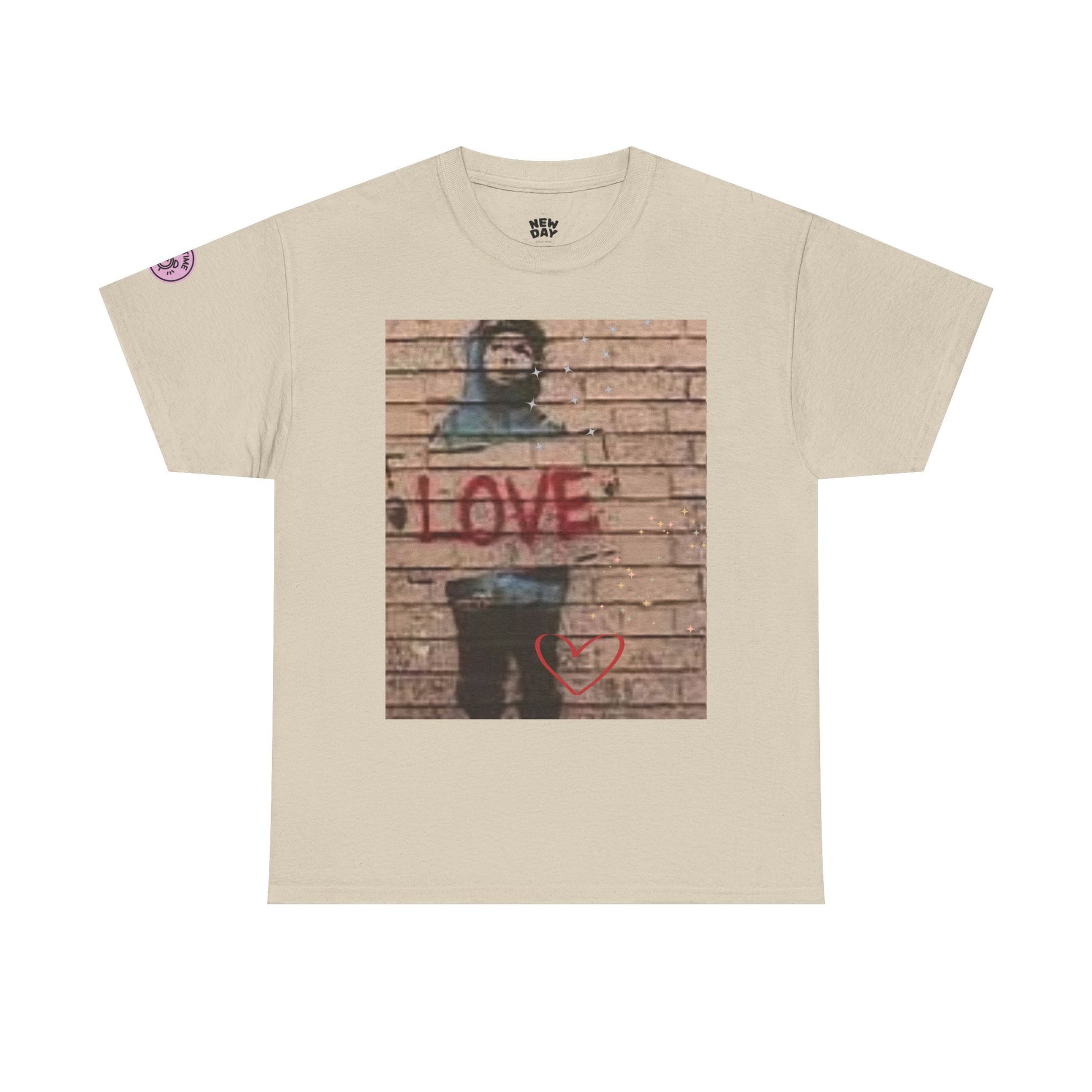 Love-Themed Unisex Heavy Cotton Tee, Casual Wear, Street Art Tee, Gift for Him/Her, Statement Shirt, Everyday Fashion