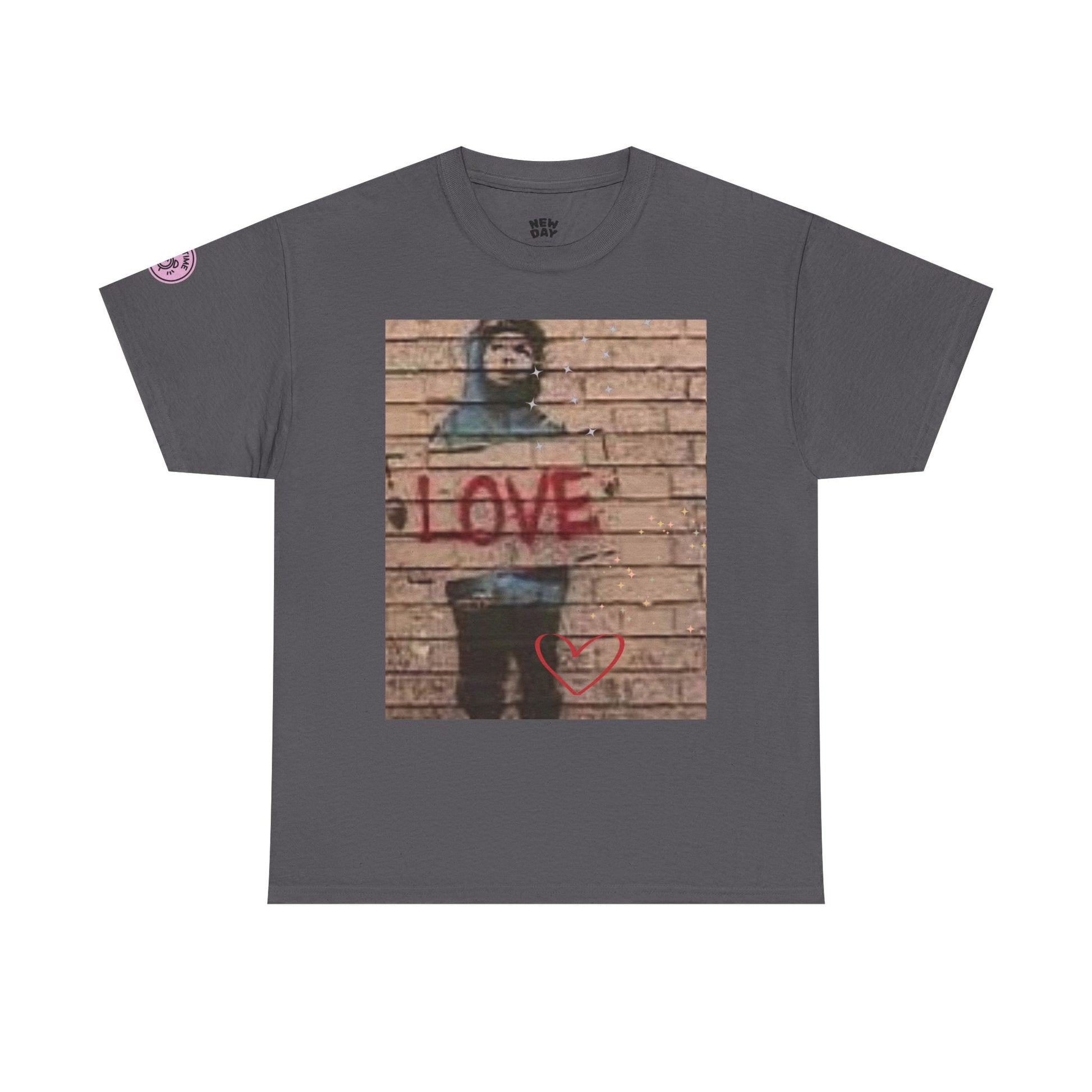 Love-Themed Unisex Heavy Cotton Tee, Casual Wear, Street Art Tee, Gift for Him/Her, Statement Shirt, Everyday Fashion