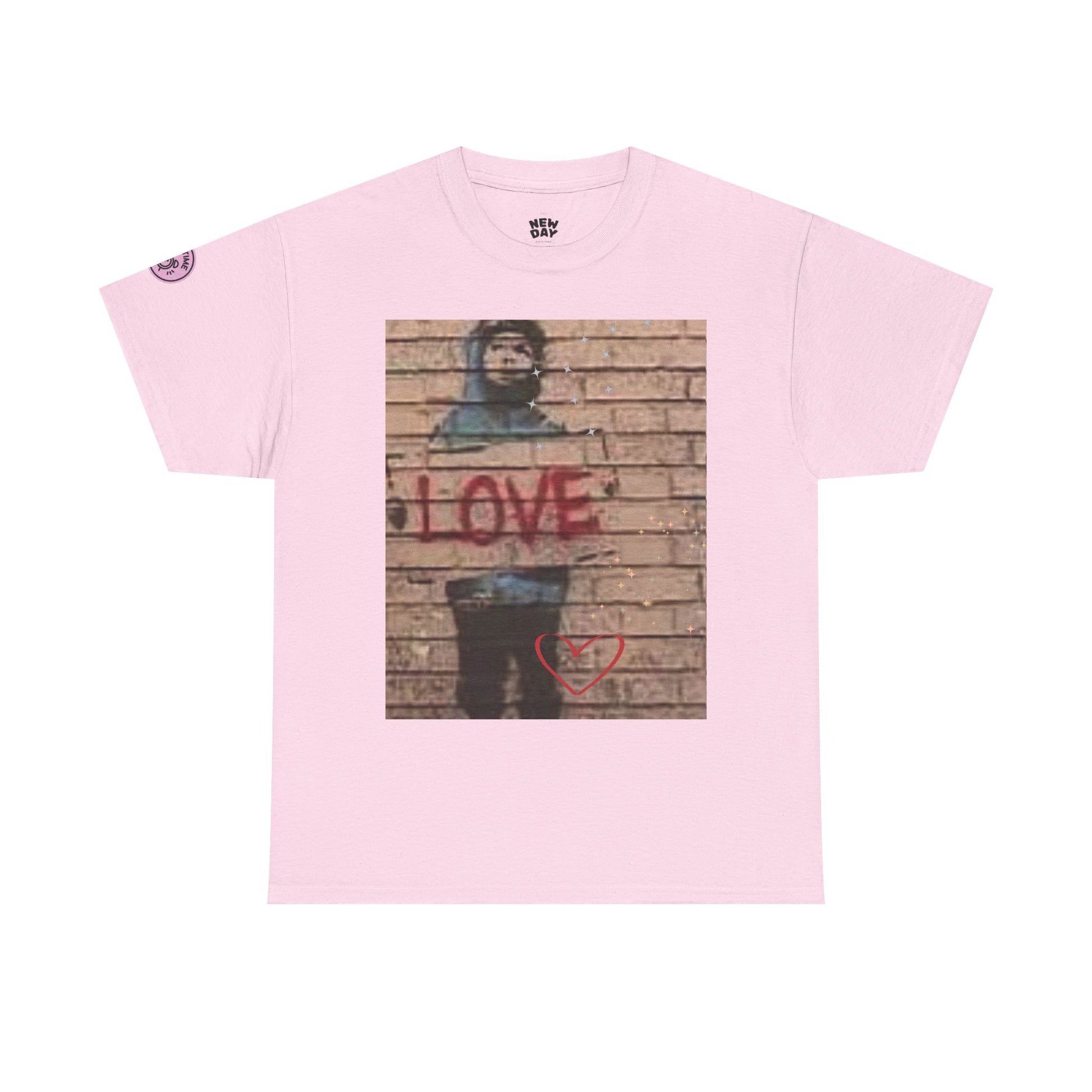 Love-Themed Unisex Heavy Cotton Tee, Casual Wear, Street Art Tee, Gift for Him/Her, Statement Shirt, Everyday Fashion