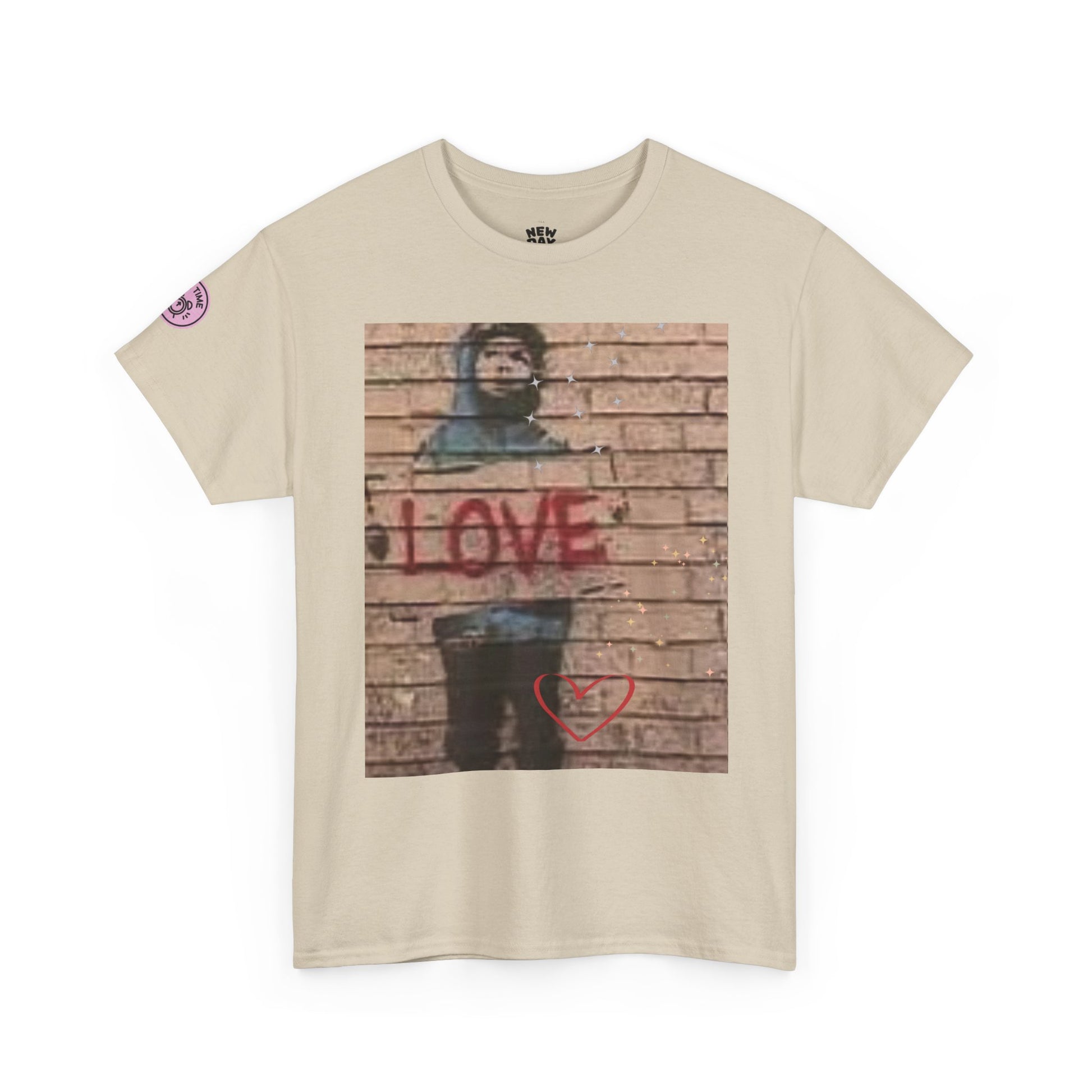 Love-Themed Unisex Heavy Cotton Tee, Casual Wear, Street Art Tee, Gift for Him/Her, Statement Shirt, Everyday Fashion