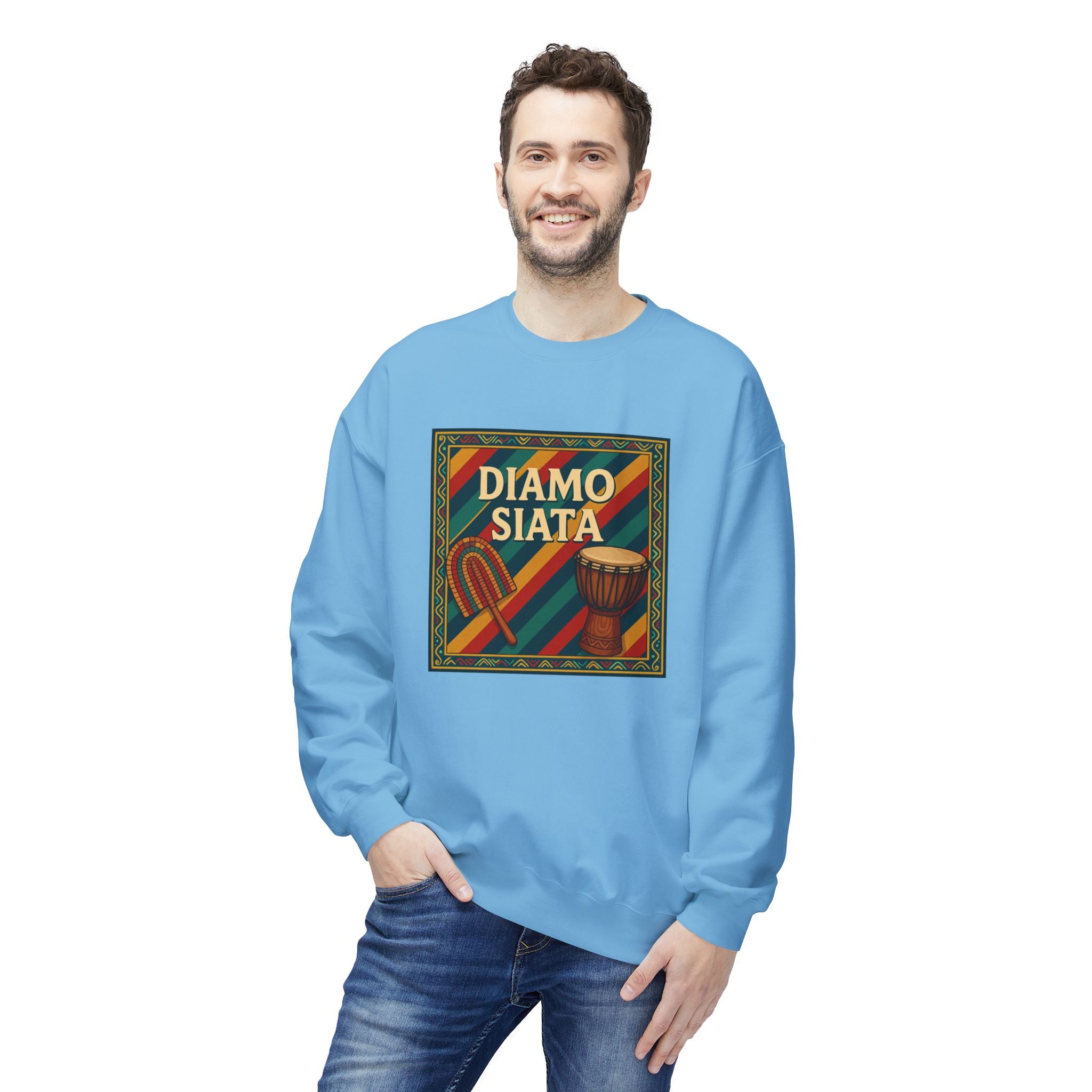 Diamo Siata Crewneck Sweatshirt – African Drum & Kora Graphic