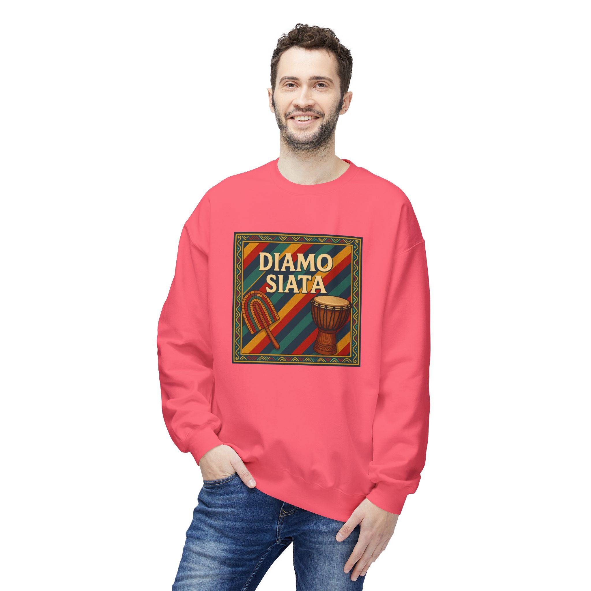 Diamo Siata Crewneck Sweatshirt – African Drum & Kora Graphic