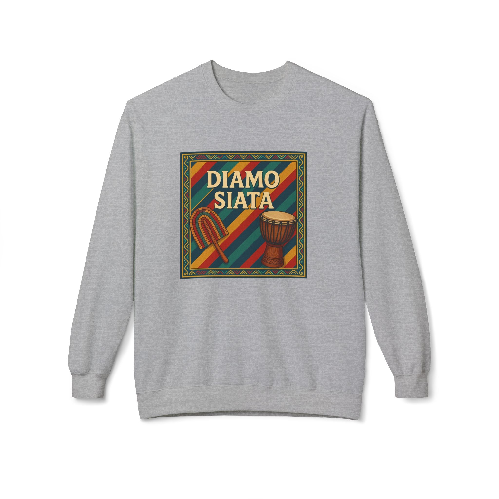 Diamo Siata Crewneck Sweatshirt – African Drum & Kora Graphic