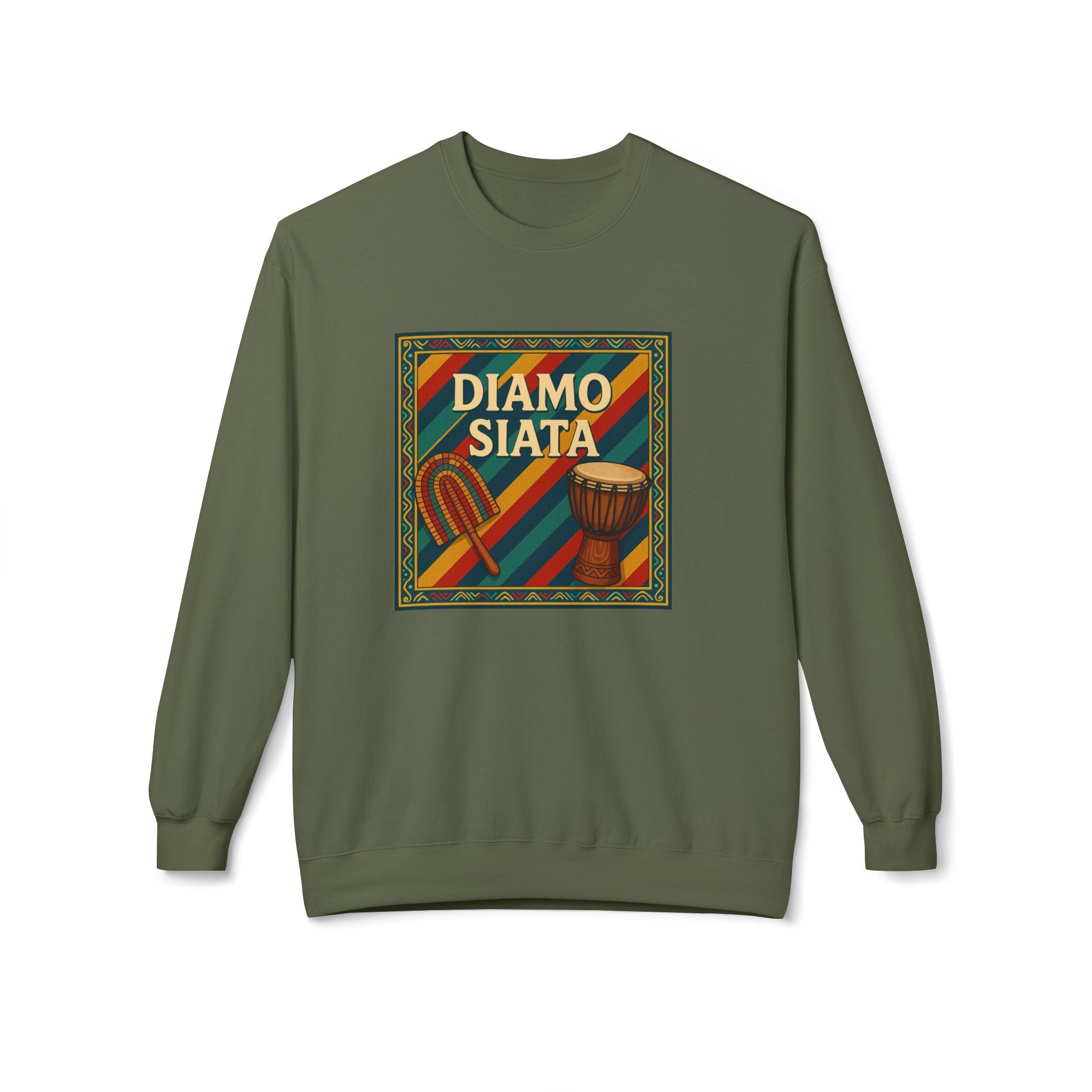 Diamo Siata Crewneck Sweatshirt – African Drum & Kora Graphic