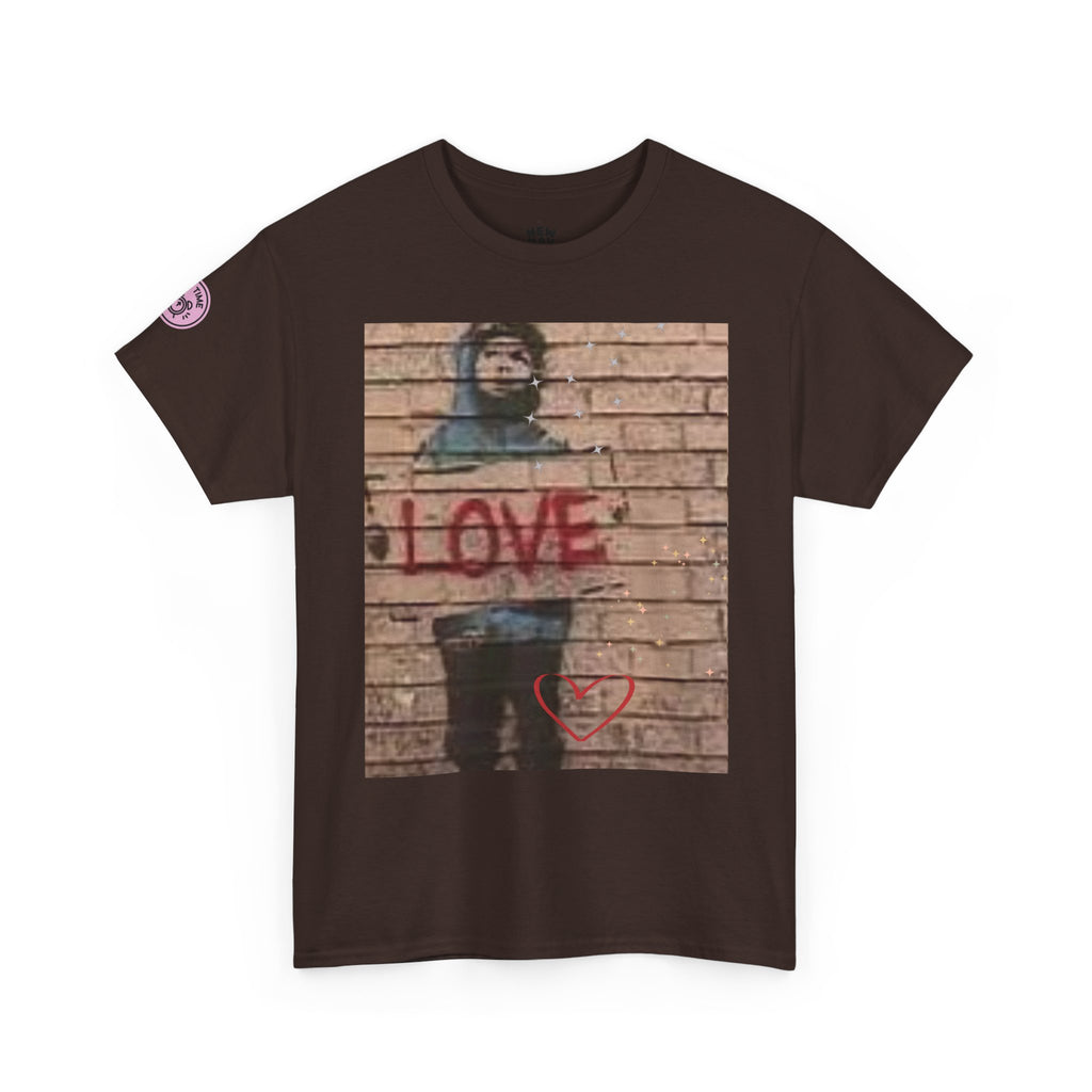 Love-Themed Unisex Heavy Cotton Tee, Casual Wear, Street Art Tee, Gift for Him/Her, Statement Shirt, Everyday Fashion