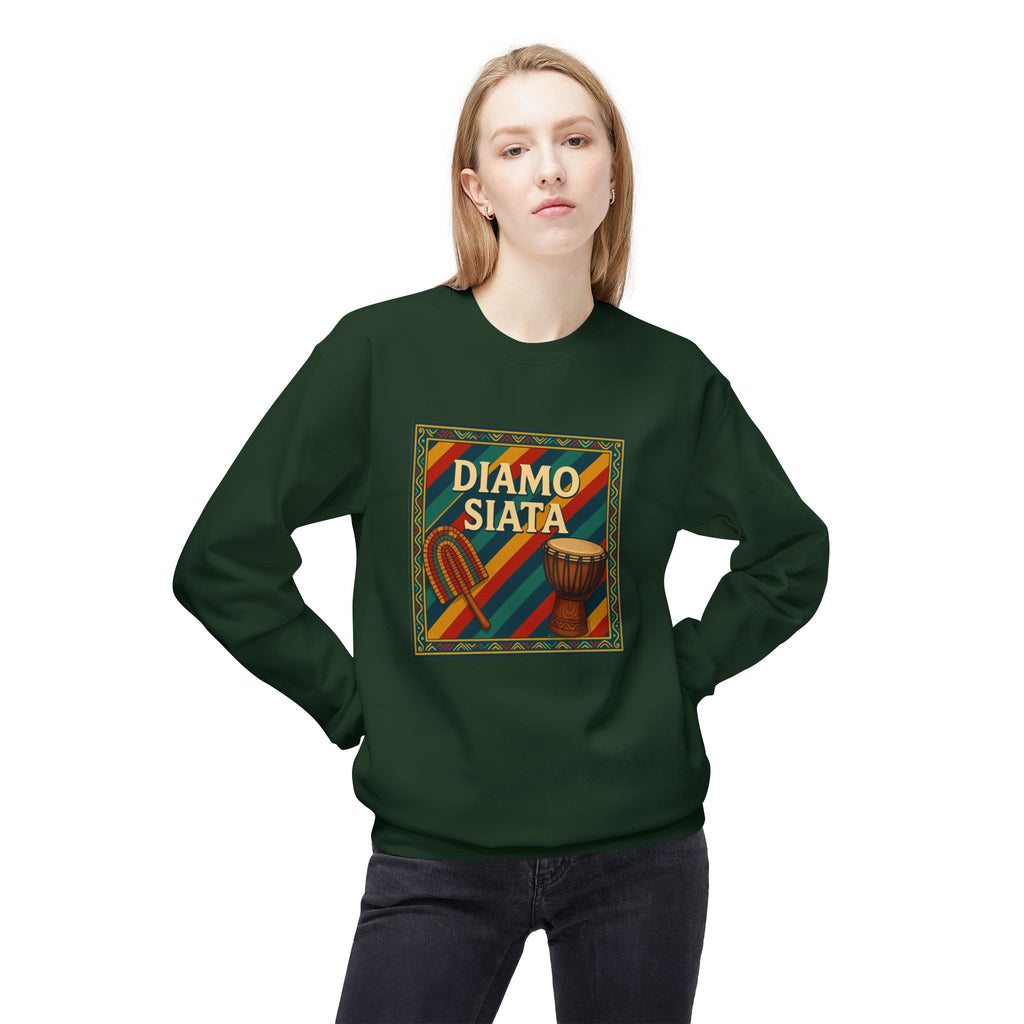 Diamo Siata Crewneck Sweatshirt – African Drum & Kora Graphic