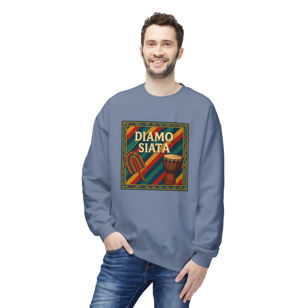 Diamo Siata Crewneck Sweatshirt – African Drum & Kora Graphic
