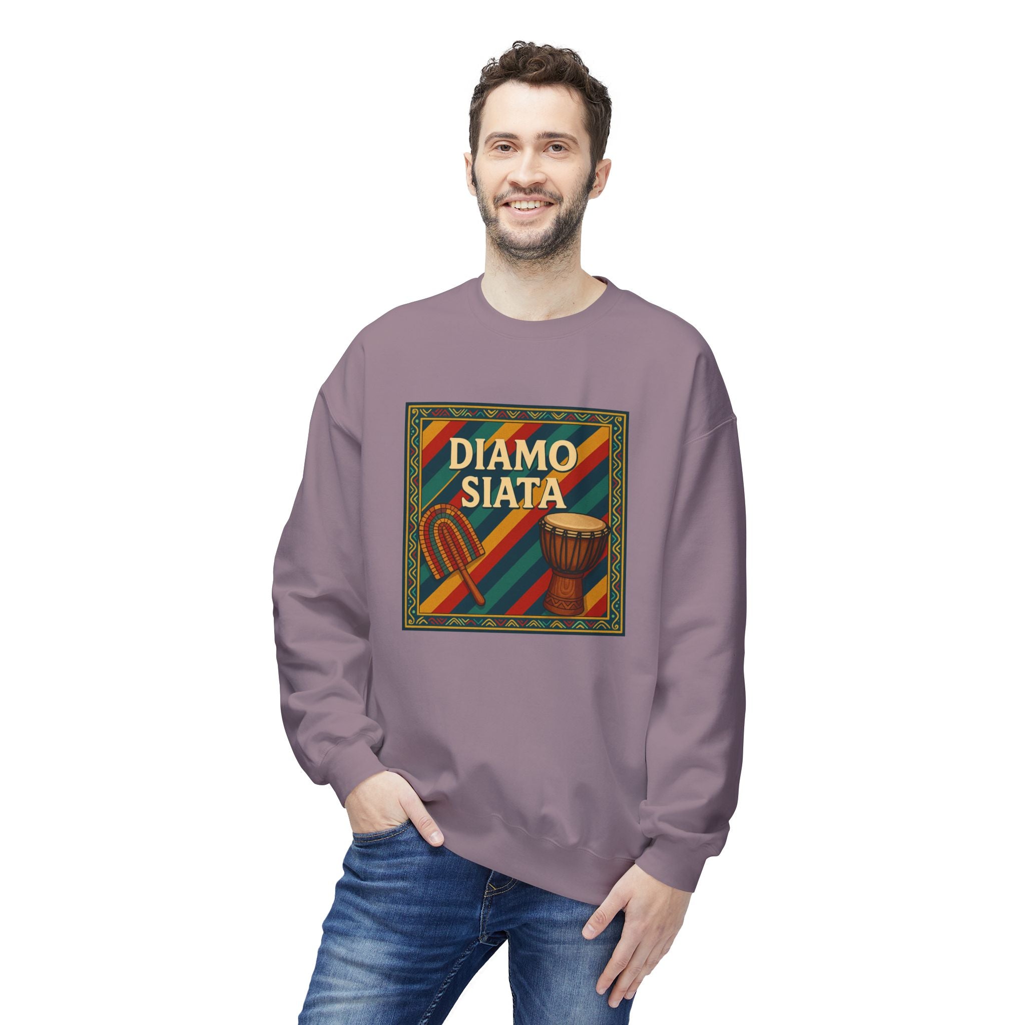 Diamo Siata Crewneck Sweatshirt – African Drum & Kora Graphic