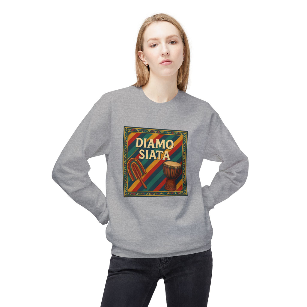 Diamo Siata Crewneck Sweatshirt – African Drum & Kora Graphic