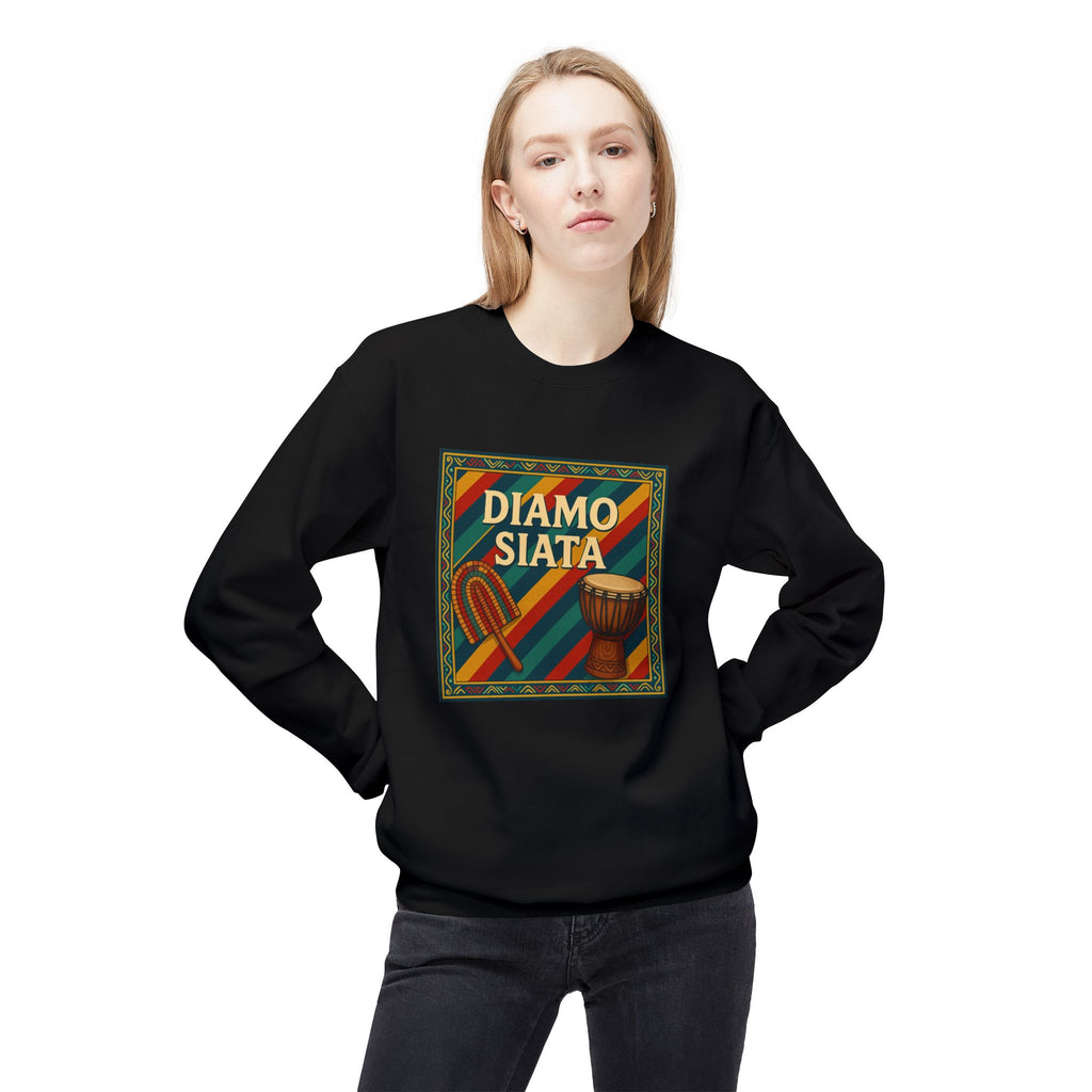 Diamo Siata Crewneck Sweatshirt – African Drum & Kora Graphic