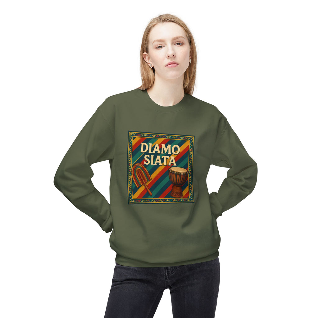 Diamo Siata Crewneck Sweatshirt – African Drum & Kora Graphic