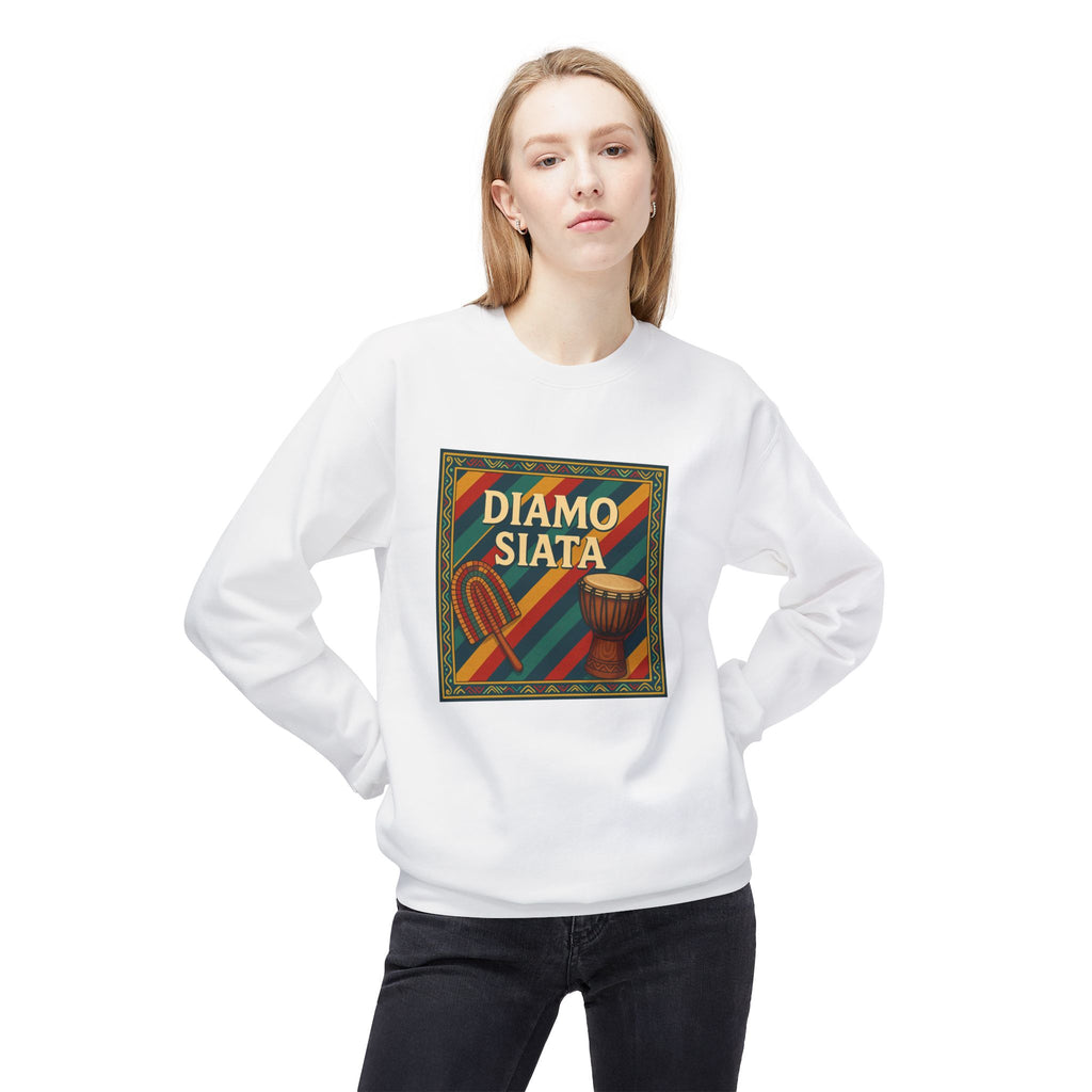Diamo Siata Crewneck Sweatshirt – African Drum & Kora Graphic
