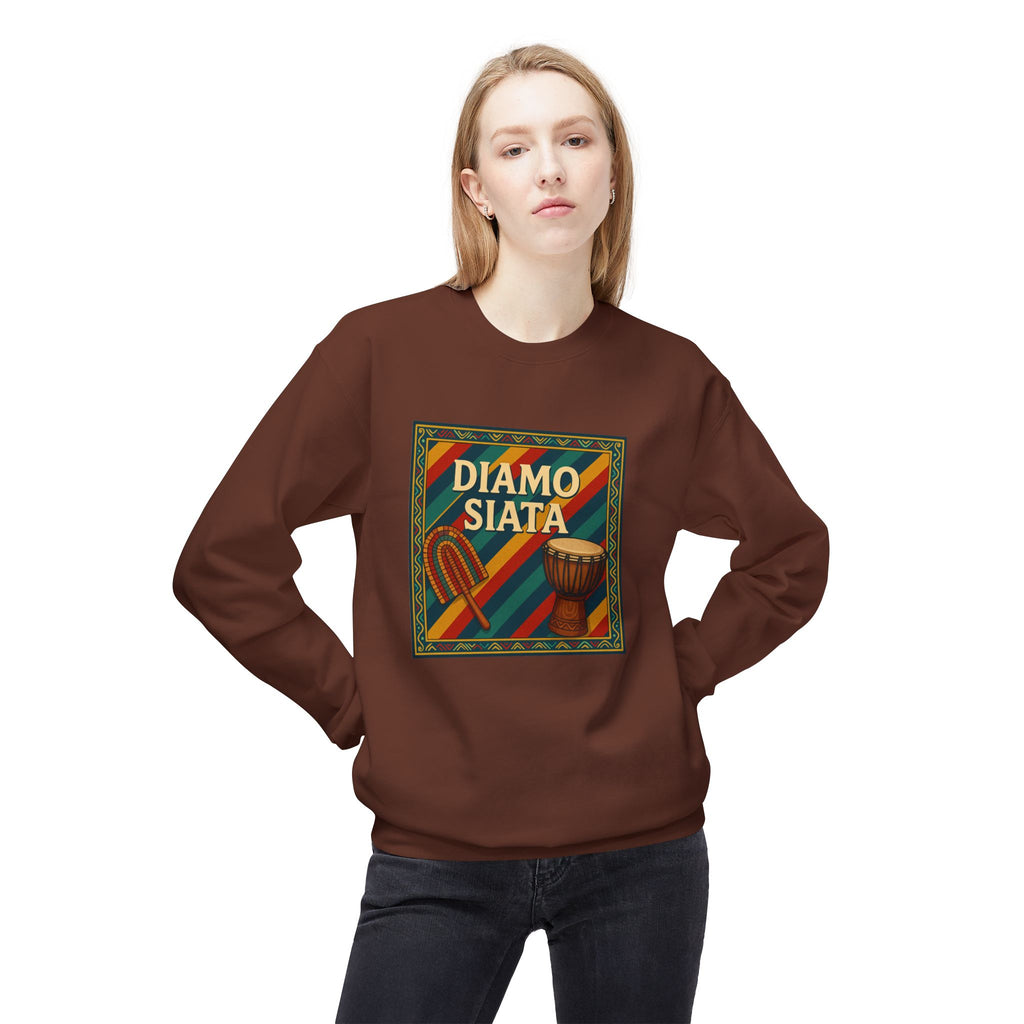 Diamo Siata Crewneck Sweatshirt – African Drum & Kora Graphic