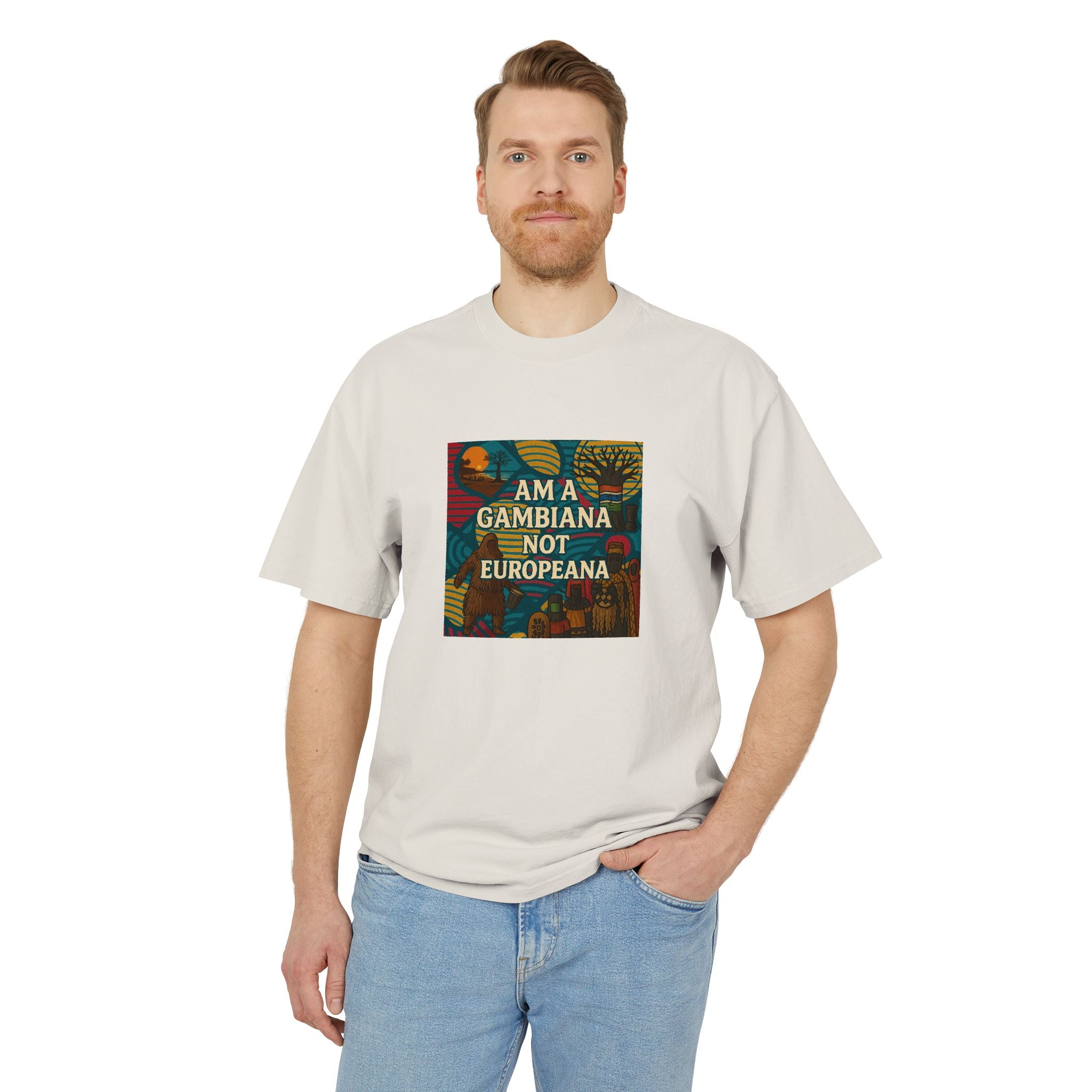 Gambiana Pride Tee – "I Am a Gambiana Not Europeana" Vintage-Style Graphic Shirt