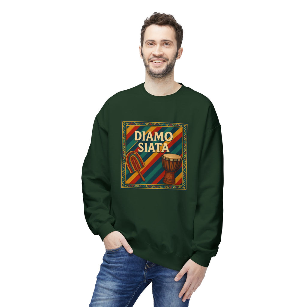 Diamo Siata Crewneck Sweatshirt – African Drum & Kora Graphic
