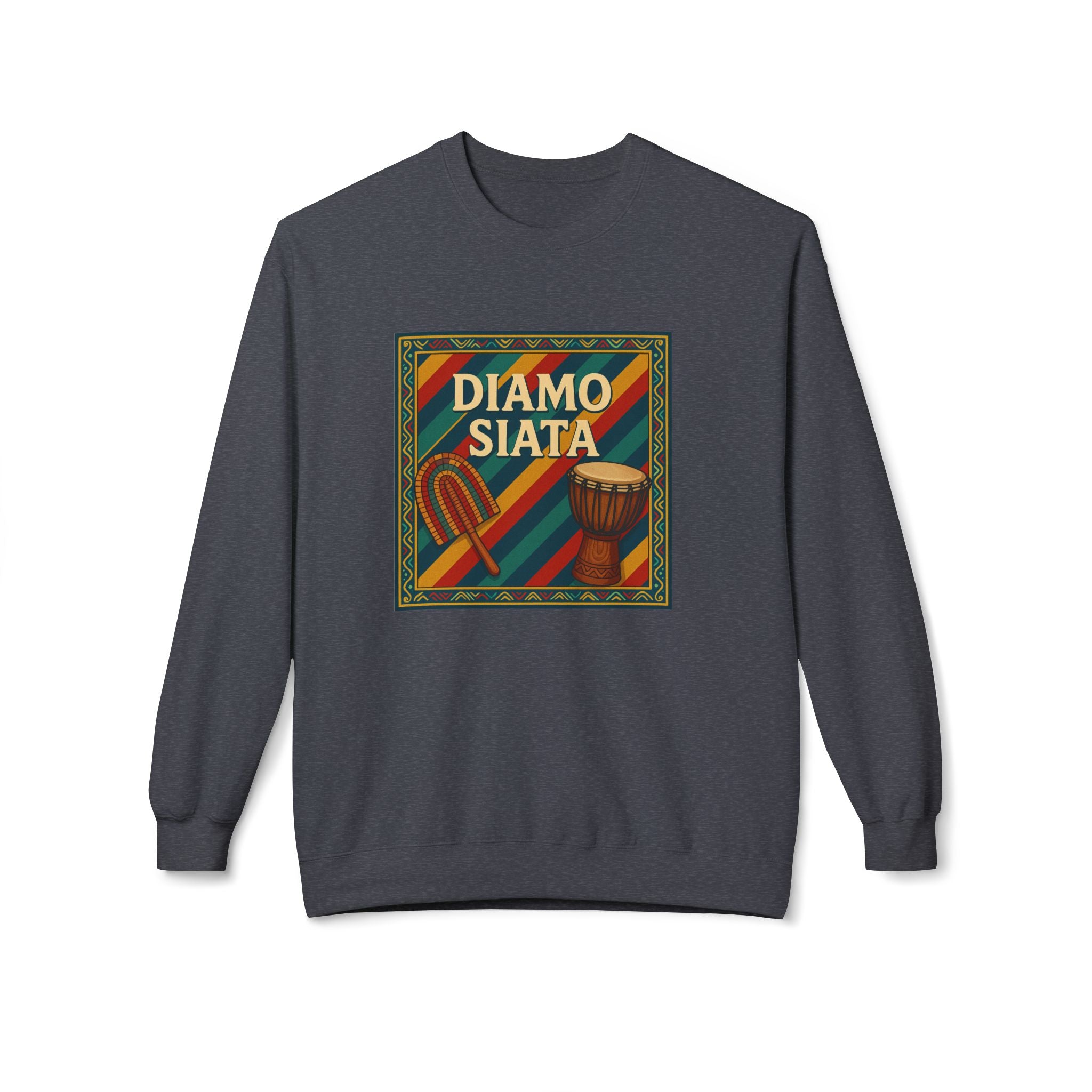 Diamo Siata Crewneck Sweatshirt – African Drum & Kora Graphic