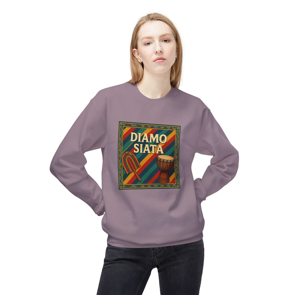 Diamo Siata Crewneck Sweatshirt – African Drum & Kora Graphic