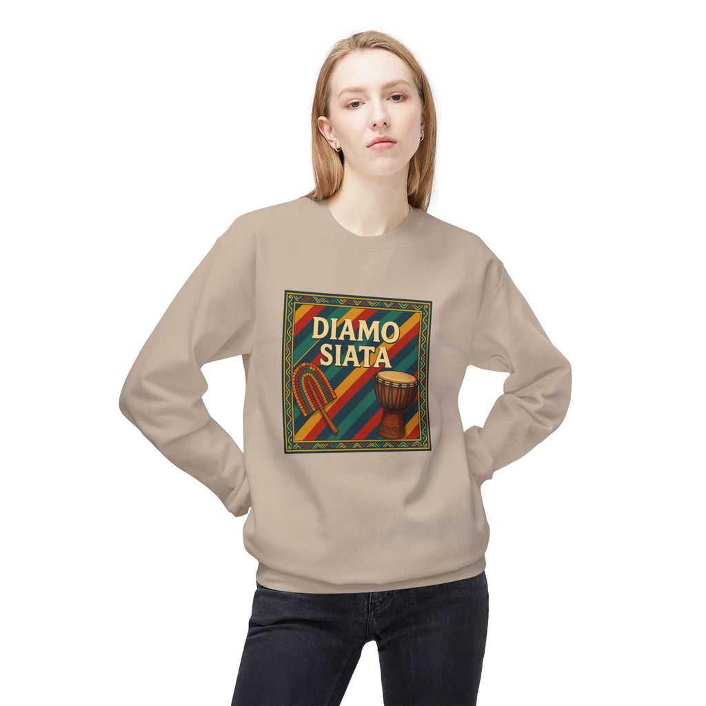 Diamo Siata Crewneck Sweatshirt – African Drum & Kora Graphic