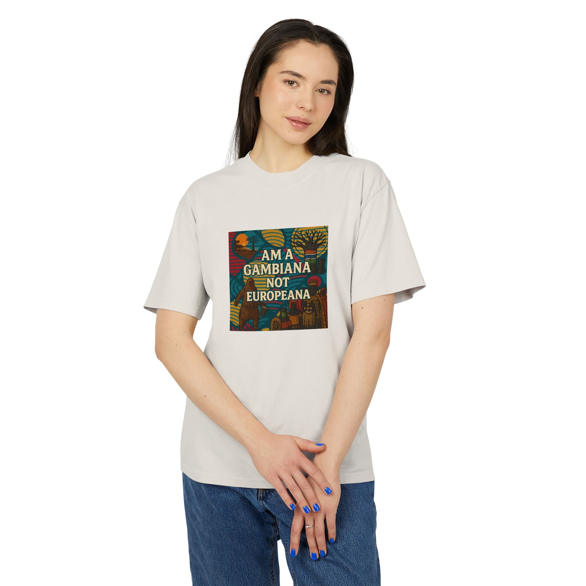 Gambiana Pride Tee – "I Am a Gambiana Not Europeana" Vintage-Style Graphic Shirt