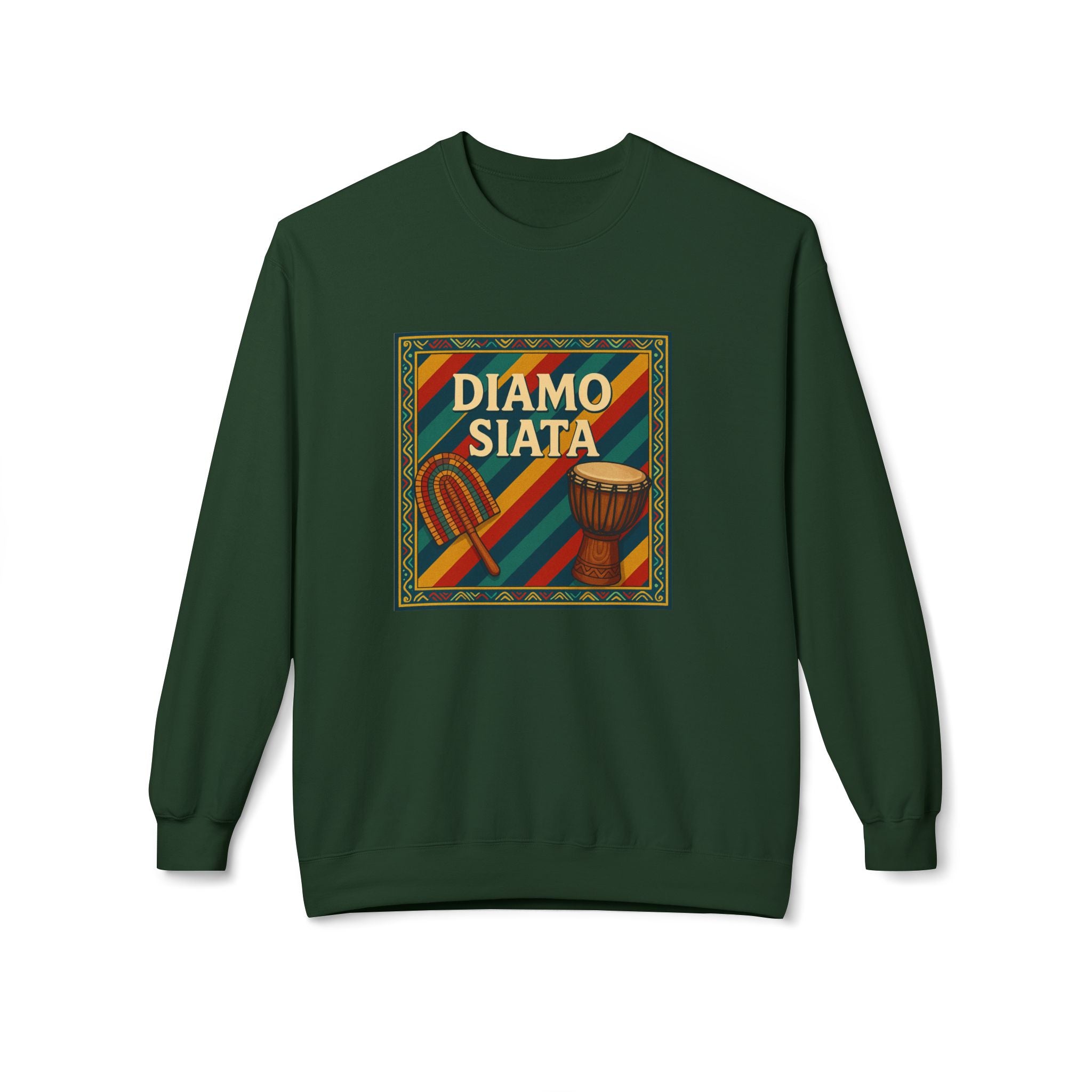 Diamo Siata Crewneck Sweatshirt – African Drum & Kora Graphic