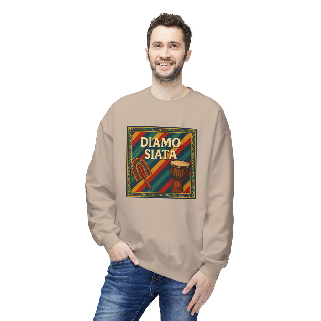 Diamo Siata Crewneck Sweatshirt – African Drum & Kora Graphic