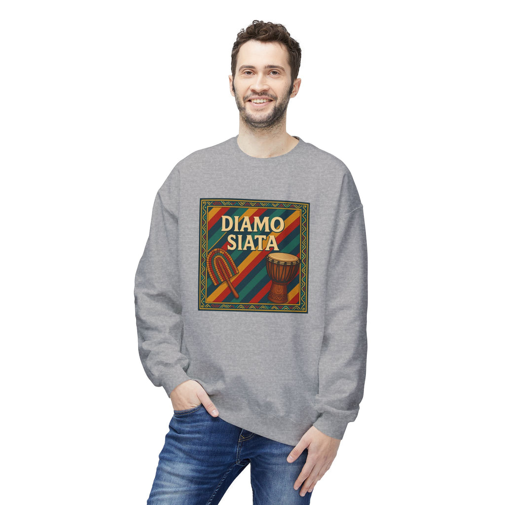 Diamo Siata Crewneck Sweatshirt – African Drum & Kora Graphic