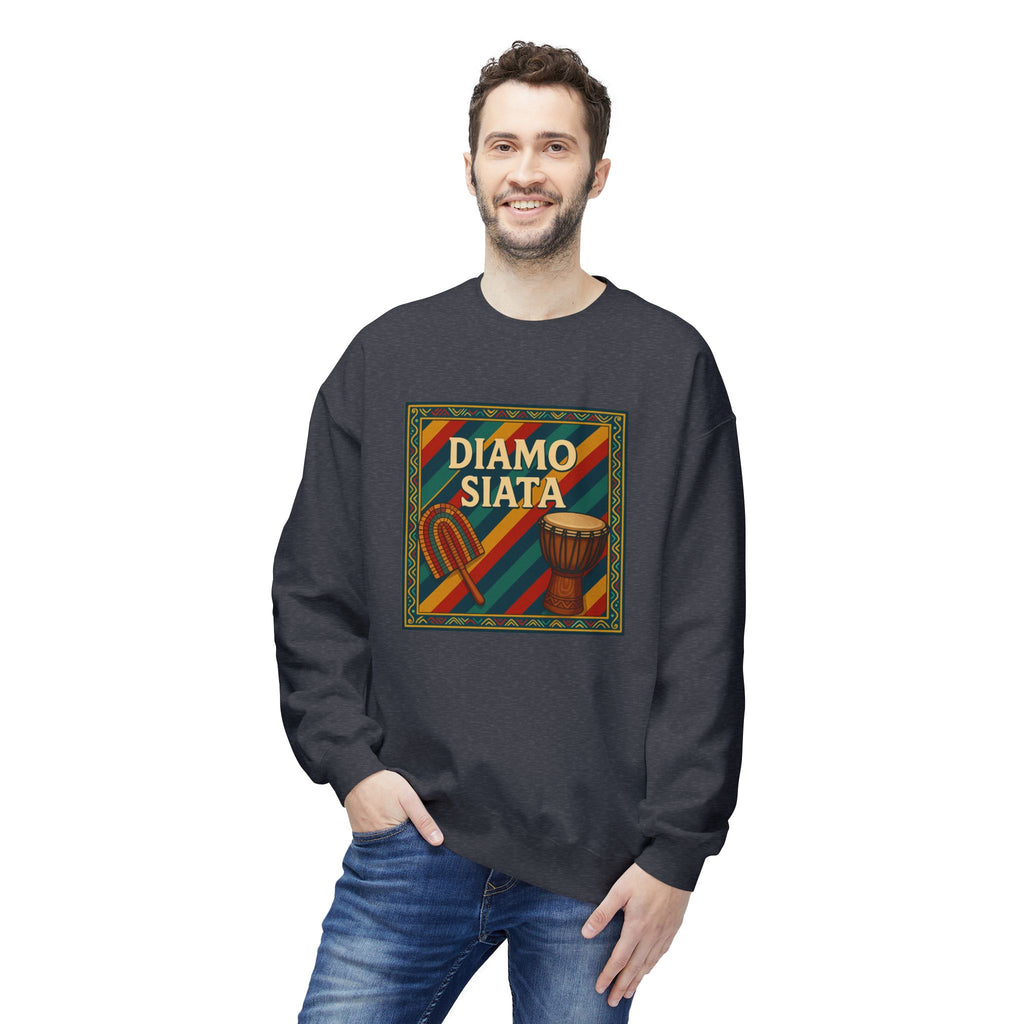 Diamo Siata Crewneck Sweatshirt – African Drum & Kora Graphic