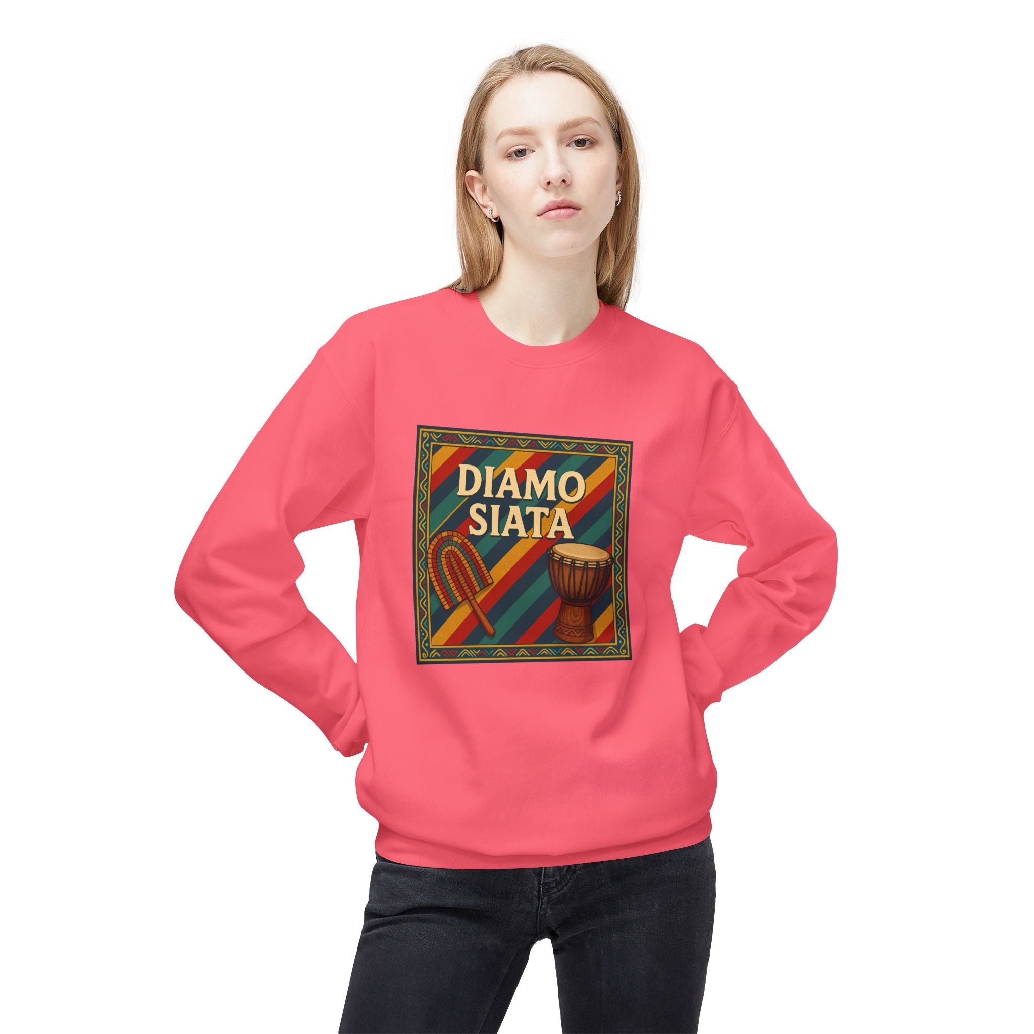 Diamo Siata Crewneck Sweatshirt – African Drum & Kora Graphic