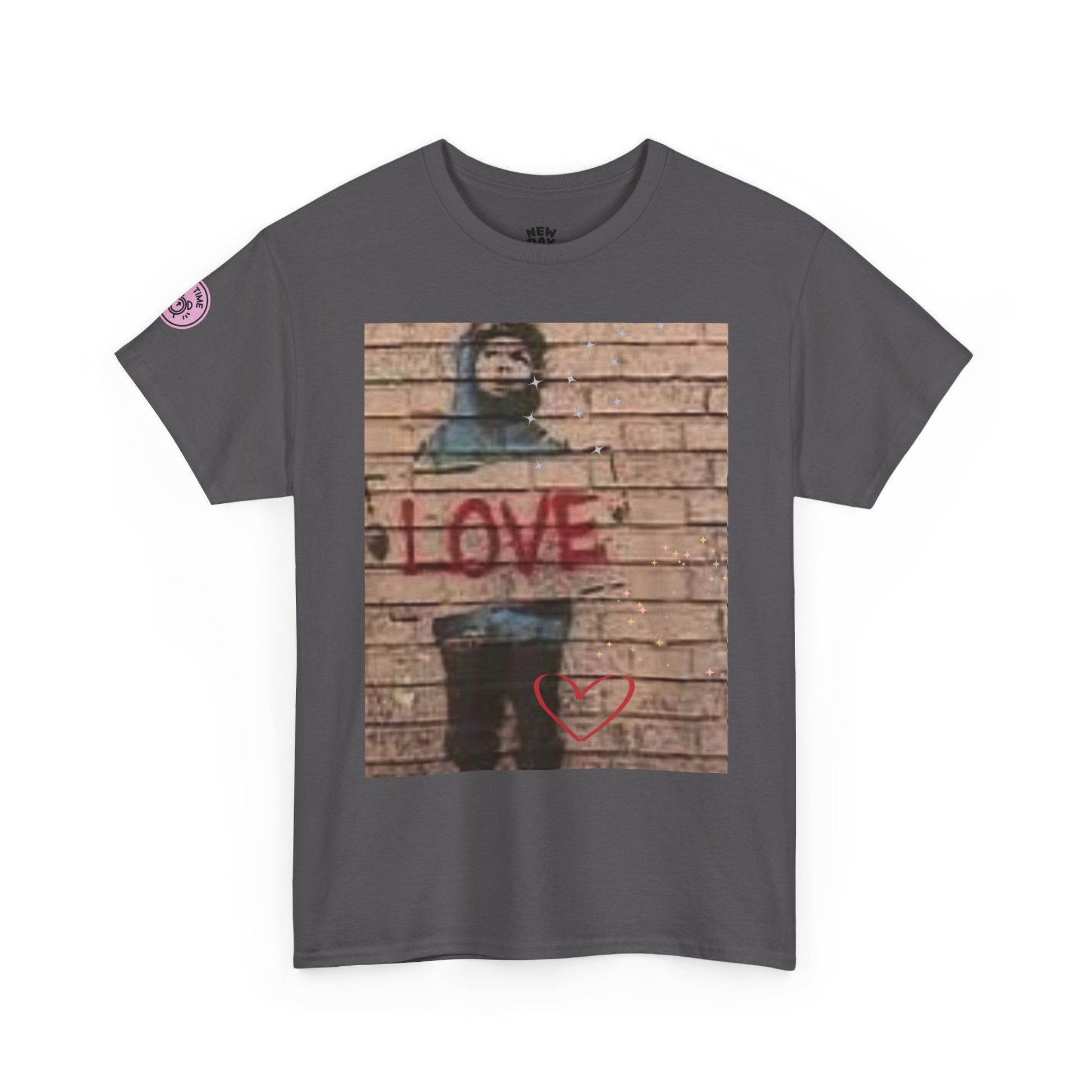 Love-Themed Unisex Heavy Cotton Tee, Casual Wear, Street Art Tee, Gift for Him/Her, Statement Shirt, Everyday Fashion