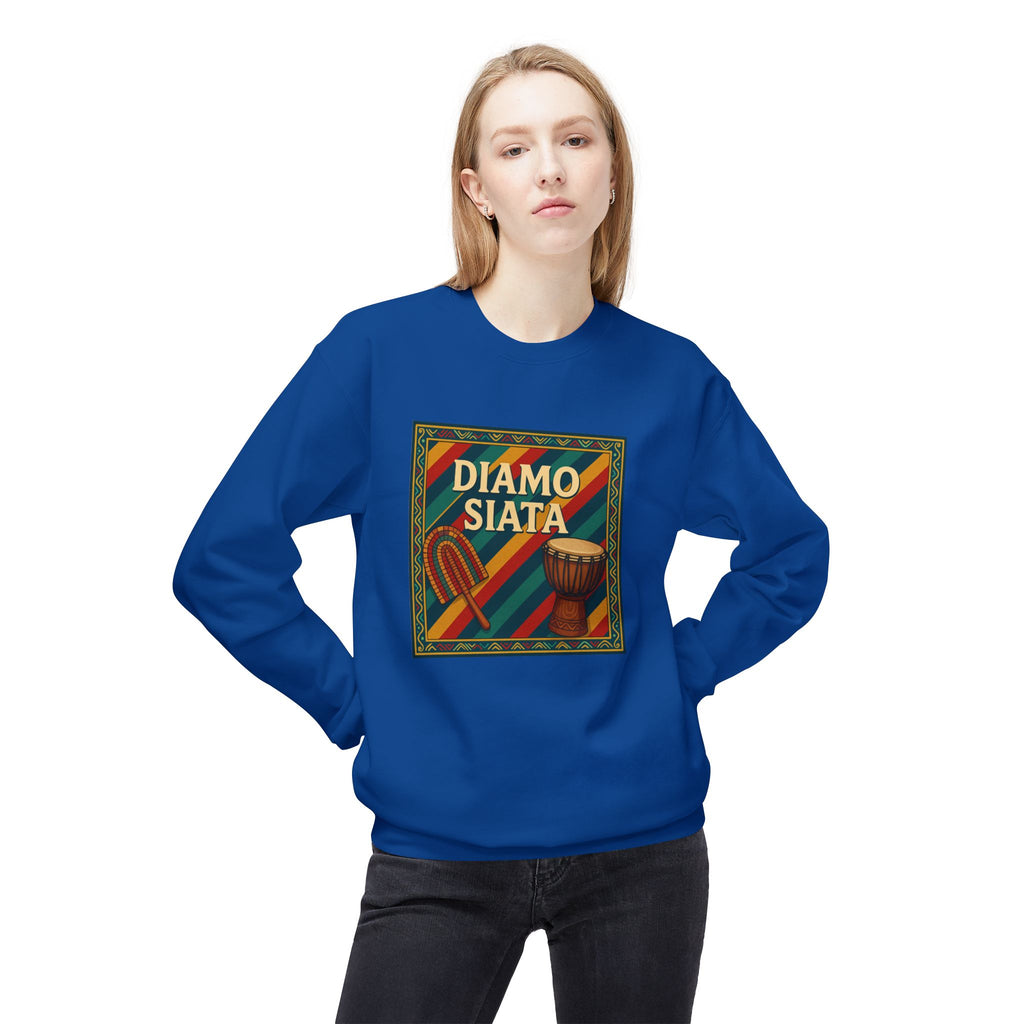 Diamo Siata Crewneck Sweatshirt – African Drum & Kora Graphic