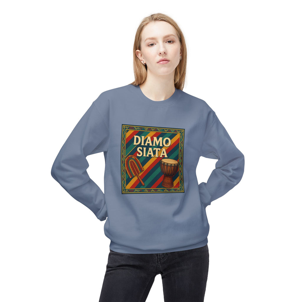 Diamo Siata Crewneck Sweatshirt – African Drum & Kora Graphic
